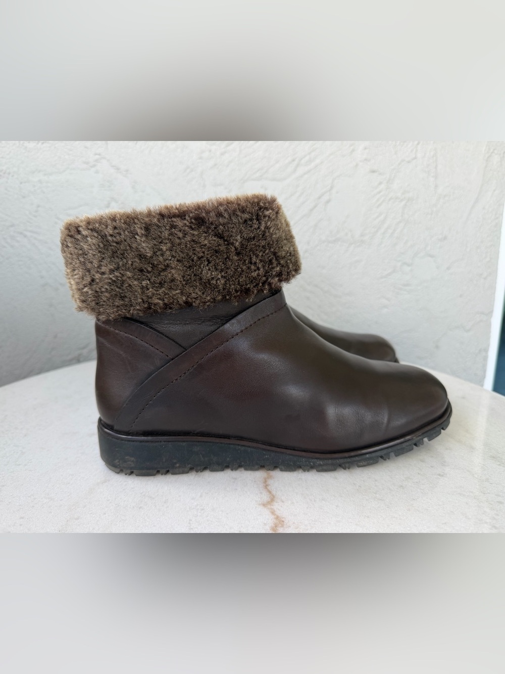 Stuart Weisman, real fur leather and suede ankle boots size 7